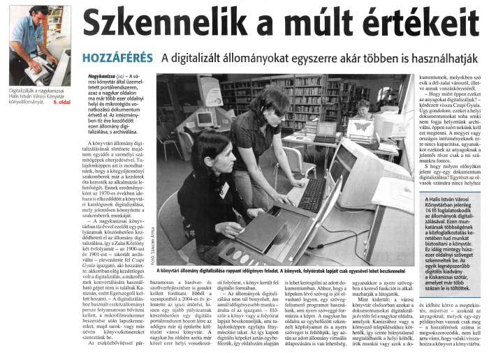 Zalai Hírlap 2009 10 08 236sz 09old - Szkennelik a múlt értékeit.jpg Zalai Hírlap 2009 10 08 236sz 09old - Szkennelik a múlt értékeit.jpg